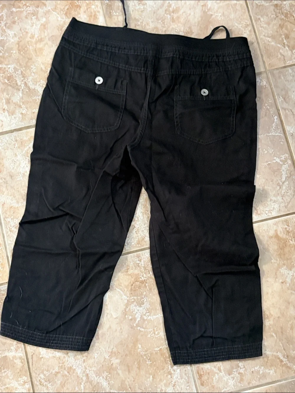 White Stag Black Drawstring Crop Pants Size 12 - Picture 3 of 6